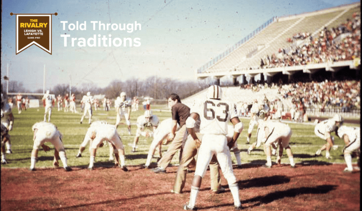 An old photo of a Lehigh-Lafayette rivalry football game