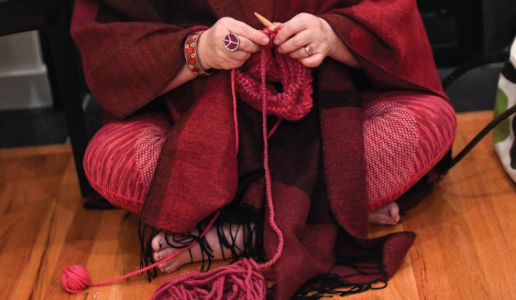 Person knitting