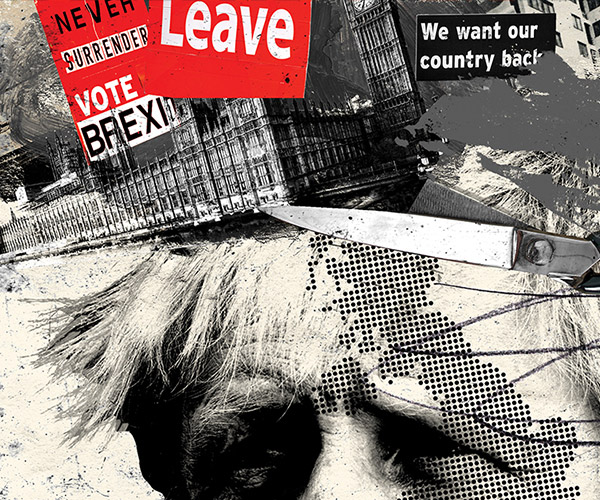 Brexit-focused illustration with various images