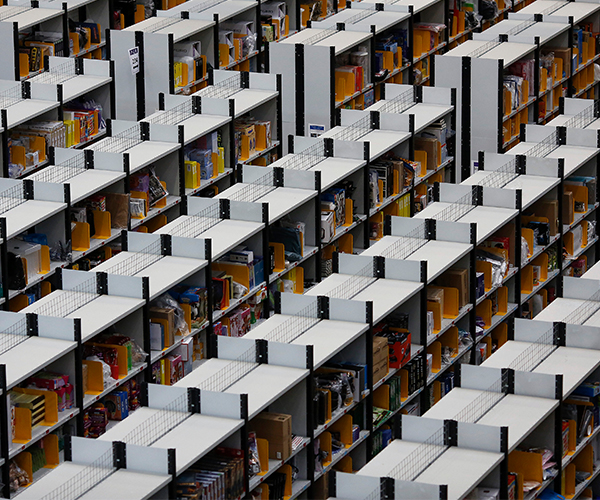 Shelves with products