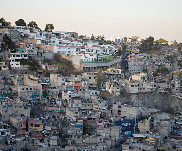 Cityscape with many buildings