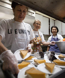 Staff serving food