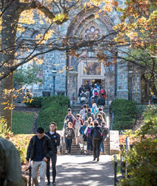 Students walking on campus